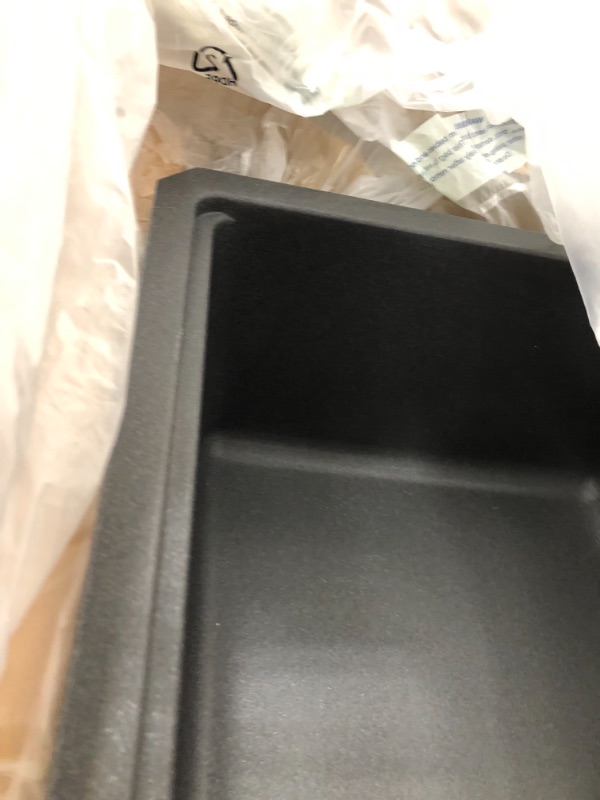 Photo 3 of **OPENED  TO VERIFY PARTS**
Delta 75B933-33S Everest 33” Workstation Kitchen Sink Undermount Granite Composite Single Bowl with WorkFlow Ledge and Accessories Metallic Black
