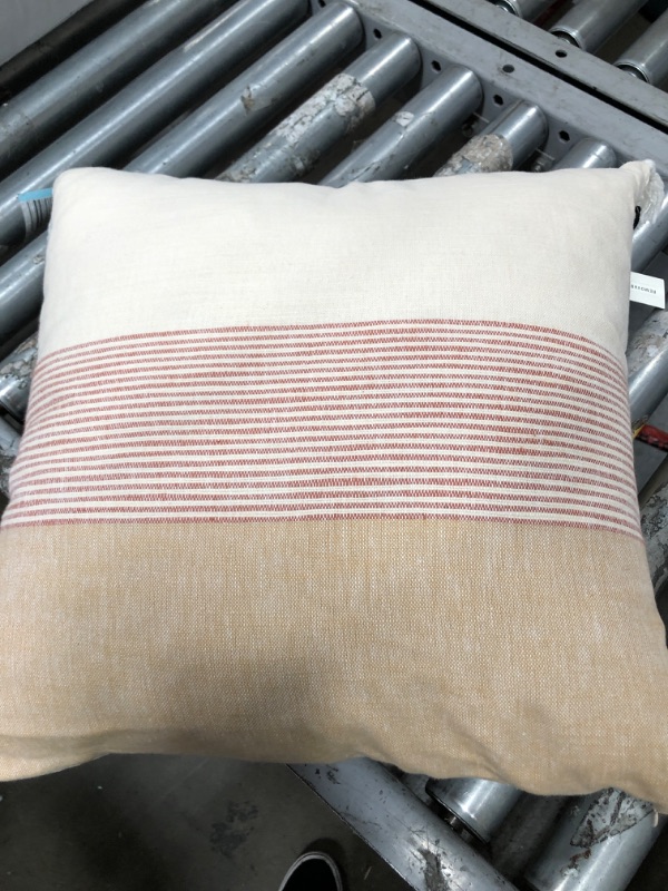 Photo 2 of 18" x 18" Mini Stripe Color Block Bed Pillow - Hearth & Hand™ with Magnolia

