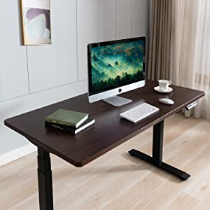 Photo 1 of S*MAX Electric Standing Desk Dual Motor Adjustable Height Desk Seamless Desktop 3-Stage Adjustable Steel Legs Ultra-Quiet Adjustment Stand Up Desks for Home Office 48”x24” cherry 