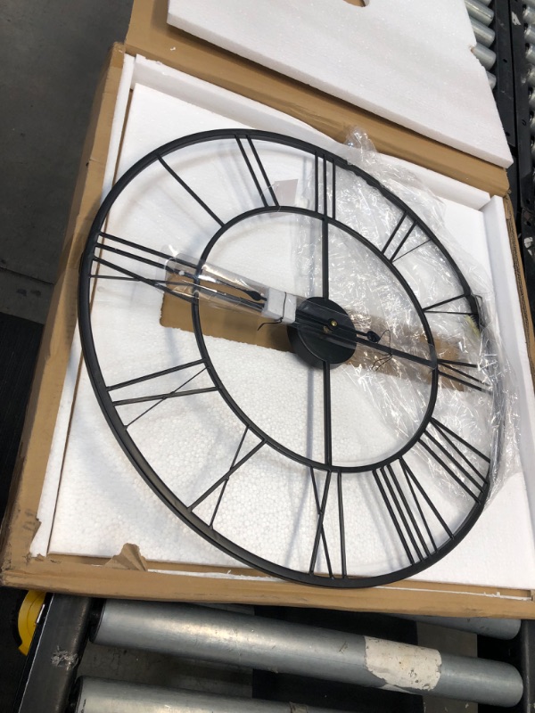 Photo 1 of 24" Metal Cutout Roman Numeral Wall Clock Black - Gallery Solutions