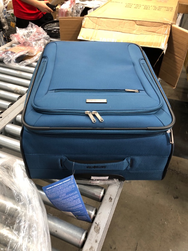 Photo 3 of **broken zipper for min compartment  **Samsonite Ascella X Softside Expandable Luggage with Spinner Wheels, Teal, Carry-On 20-Inch
