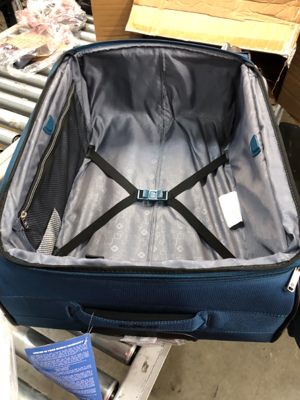 Photo 2 of **broken zipper for min compartment  **Samsonite Ascella X Softside Expandable Luggage with Spinner Wheels, Teal, Carry-On 20-Inch
