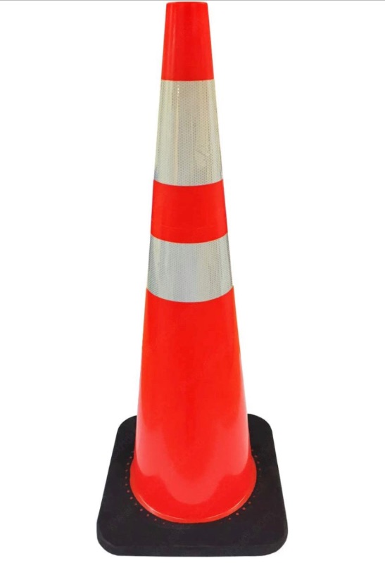 Photo 1 of 36" Traffic Cone with Reflective Collar - Bright Orange/Black Base - 2 Pack