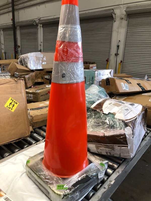 Photo 2 of 36" Traffic Cone with Reflective Collar - Bright Orange/Black Base - 2 Pack