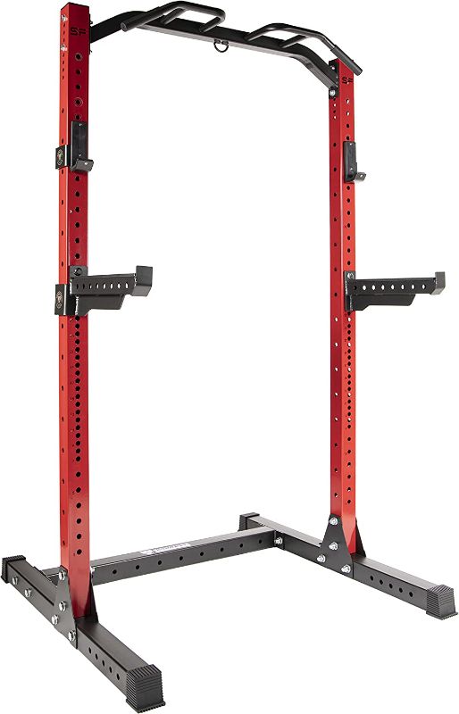 Photo 1 of **missing one red pole- minor scratches- parts only**
Signature Fitness SF-SS1 1,000 Pound Capacity 3” x 3” Power Rack Squat Stand, Includes J-Hooks and Safety Spotter Arms; Optional Conversion Kits
