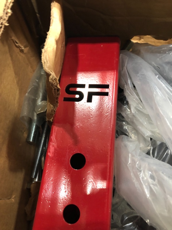 Photo 8 of **missing one red pole- minor scratches- parts only**
Signature Fitness SF-SS1 1,000 Pound Capacity 3” x 3” Power Rack Squat Stand, Includes J-Hooks and Safety Spotter Arms; Optional Conversion Kits
