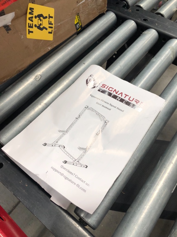 Photo 7 of **missing one red pole- minor scratches- parts only**
Signature Fitness SF-SS1 1,000 Pound Capacity 3” x 3” Power Rack Squat Stand, Includes J-Hooks and Safety Spotter Arms; Optional Conversion Kits
