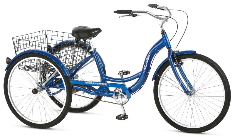 Photo 1 of **used-minor scratch**
Schwinn Meridian Adult Tricycle, 26-inch Wheels, Rear Storage Basket, Blue
