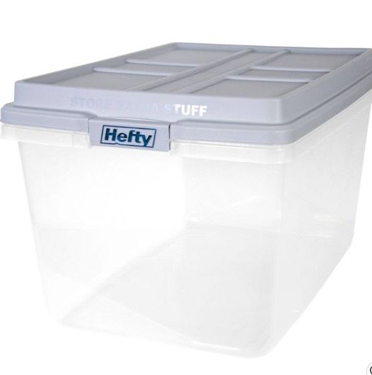 Photo 1 of **set of 2**
Hefty 72qt Clear Hi-Rise Storage bin with Stackable Lid Gray

