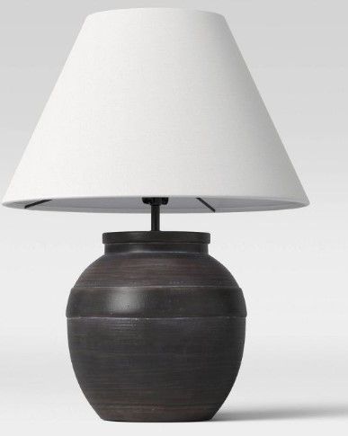 Photo 1 of **unable to test-no lightbulb-minor dent to lamp cover**
Large Ceramic Table Lamp Black - Threshold™

