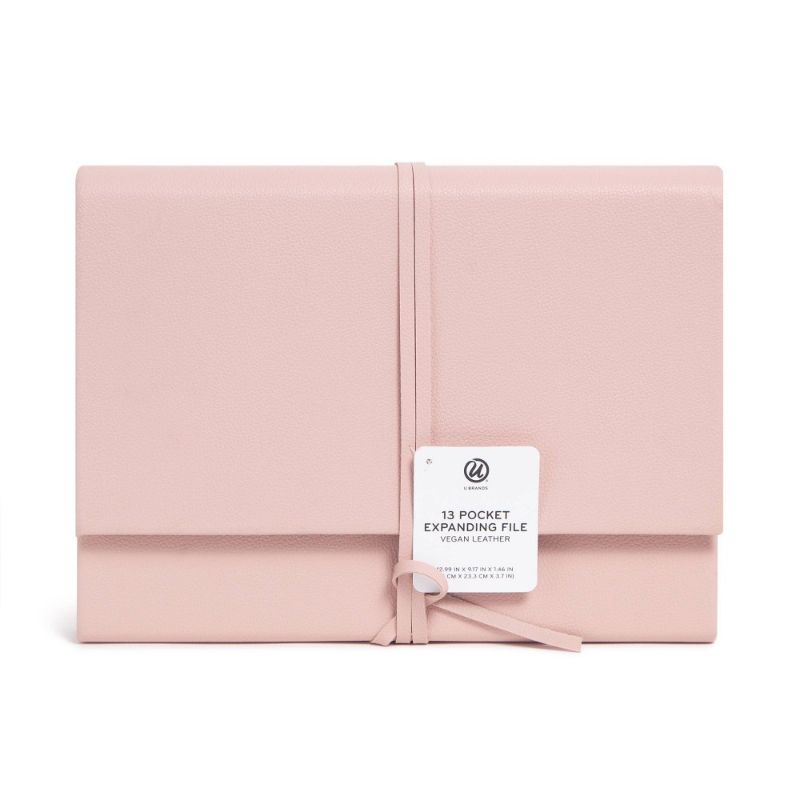 Photo 1 of **minor dirt stains**
U Brands Vegan Leather 13 Pocket Expandable File with Wrap - Blush
