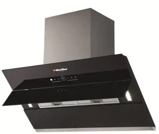 Photo 1 of **damaged glass-view photos for detail**STILL FUNCTIONAL**
Deluxe 36 in. High Air Flow, Wall Mount Oven Range Hood in Satin and Black Tempered Glass LED Touch Control
