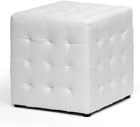 Photo 1 of Baxton Studio Siskal Modern Cube Ottoman, White, Set of 2,
