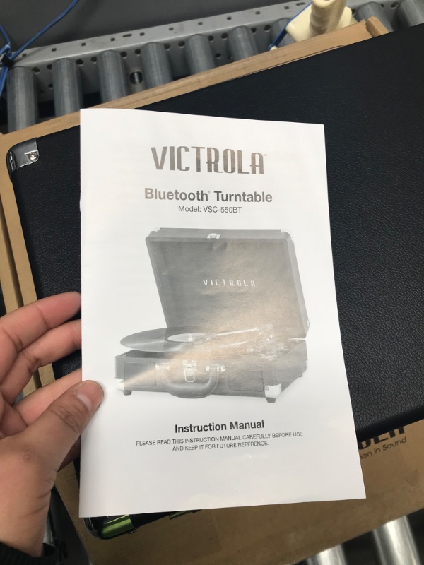 Photo 5 of Victrola Vintage 3-Speed Bluetooth Portable Suitcase Record Player with Built-in Speakers | Upgraded Turntable Audio Sound| Includes Extra Stylus | Black, Model Number: VSC-550BT-BK, 1SFA