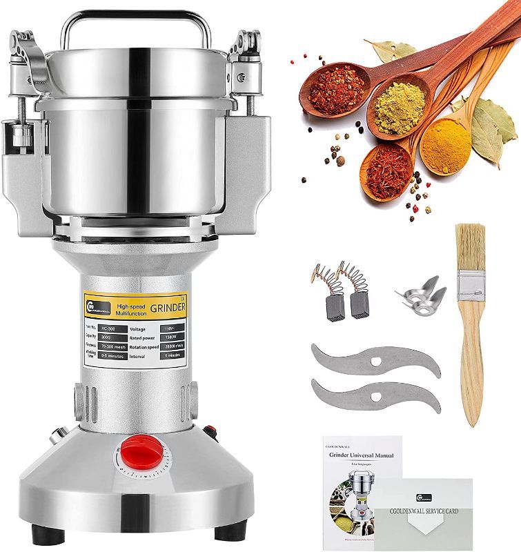 Photo 1 of ***SEE NOTE*** CGOLDENWALL Safety Upgraded Electric Grain Grinder Mill High-speed Dry Spice Herb Mill Fine Powder Machine with 2400W Commercial Motor Overload Protection CE 110V (700g Hand-held Type)
