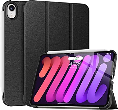 Photo 1 of Soke Case Compatible with iPad Mini 6 2021 (6th Generation),Slim Shock Proof Stand Case,Support 2nd Pencil Charging & Auto Sleep/Wake with Hard PC Back Cover for iPad Mini 6th Gen 8.3 inch, Black
