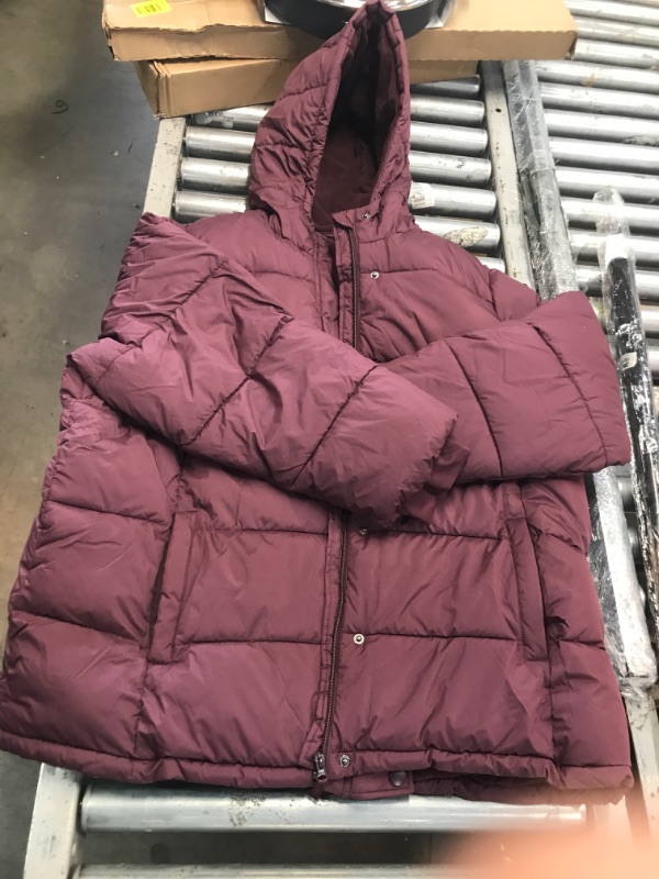 Photo 2 of Amazon Essentials Women's Heavyweight Long-Sleeve Hooded Puffer Coat 3X Burgundy