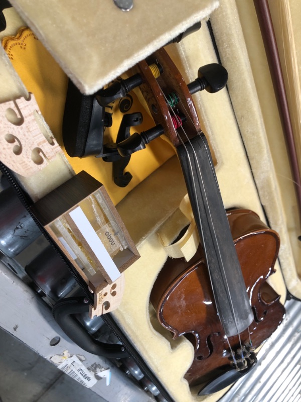 Photo 3 of **DAMAGED*ISSING PARTS* Cecilio Cvn-300 Ebony Fitted Solid Wood Violin with D'Addario Prelude Strings, Size 1/2