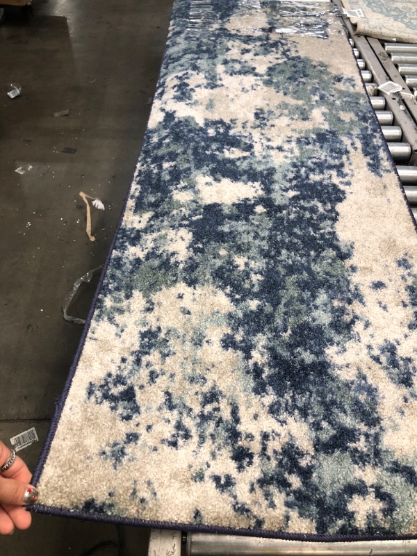 Photo 1 of 2'x6' Blue Abstract Runner  Entry Rug 