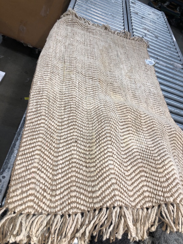 Photo 1 of 5'7"x3' Woven Area Rug with Fringes 