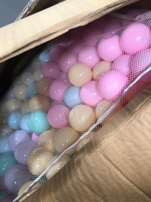 Photo 2 of Amazon Basics BPA Free Crush-Proof Plastic Ball Pit Balls with Storage Bag, Toddlers Kids 12+ Months, 6 Pastel Colors - Pack of 1000 6 Pastel Colors 1,000 Balls