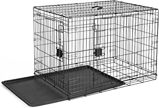 Photo 1 of (MISSING TRAY) Amazon Basics Foldable Metal Wire Dog Crate with Tray, Double Door, 42 Inch