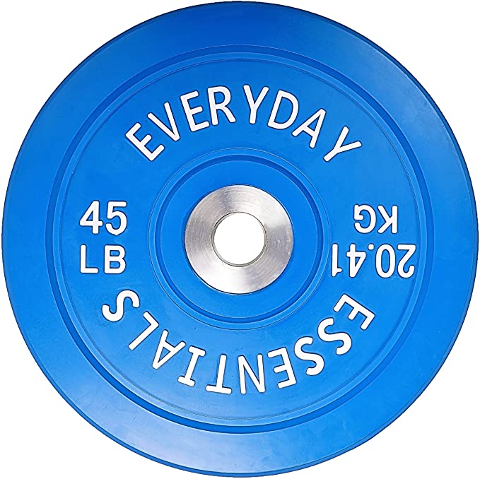 Photo 1 of (SCRATCHED) Everyday Essentials Color Coded Olympic Bumper Plate Weight Plate with Steel Hub, 45LB
