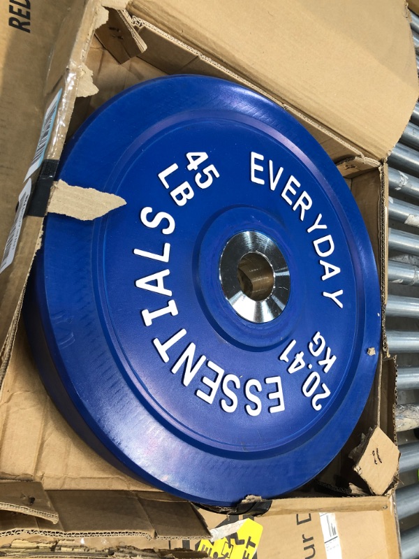 Photo 2 of (SCRATCHED) Everyday Essentials Color Coded Olympic Bumper Plate Weight Plate with Steel Hub, 45LB
