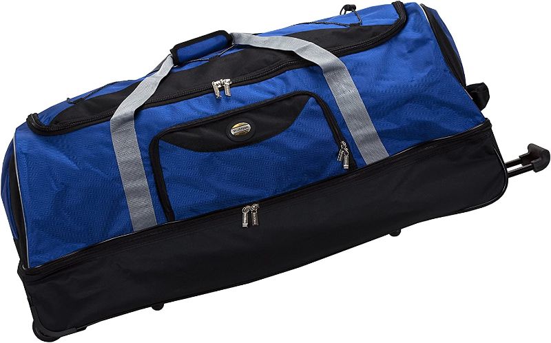 Photo 1 of (COSMETIC DAMAGES) Rockland Drop Bottom Rolling Duffel Bag, Navy, 40-Inch

