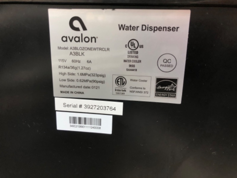 Photo 8 of (DENTED; TORN BACK CORNER) Self-Cleaning Water Cooler Water Dispenser - 3 Temperature Settings Black Stainless Steel
