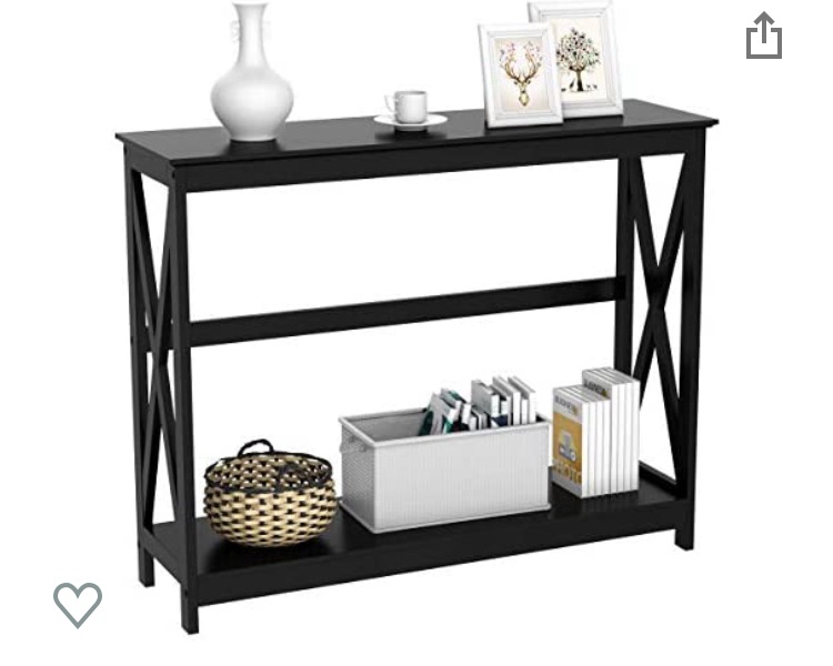Photo 1 of varbucamp 2 tier console table for entryway, narrow long entrance table with storage shelves for hallway living room, black