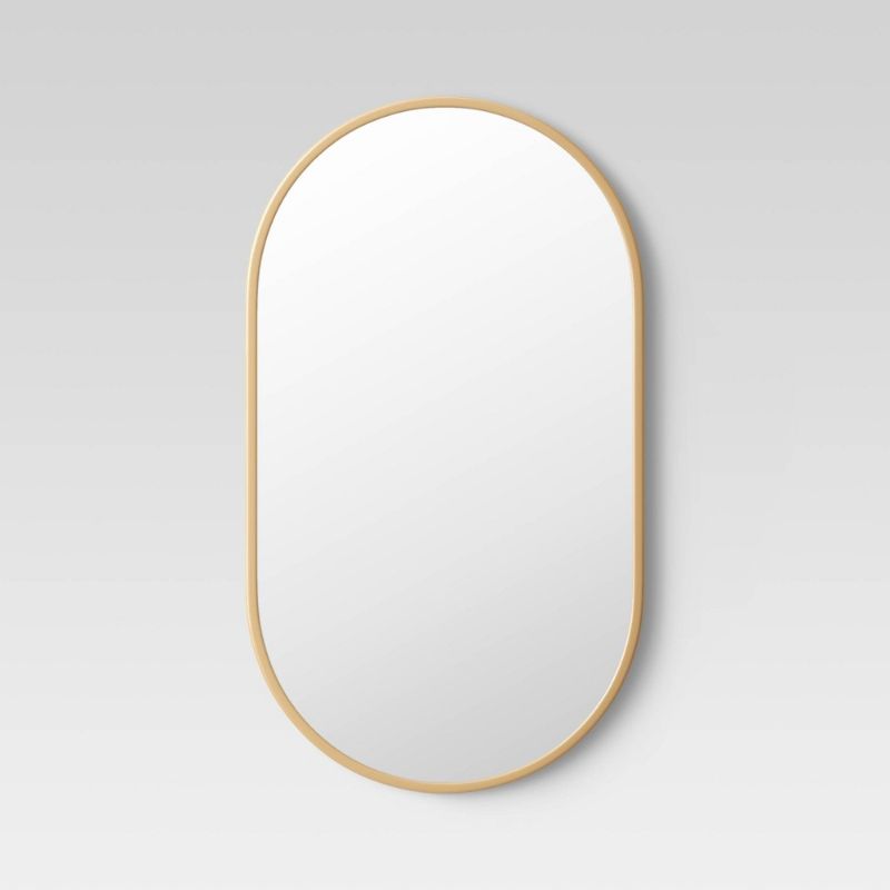 Photo 1 of (BROKEN GLASS) 16" X 28" Metal Oval Pill Mirror Black - Project 62™

