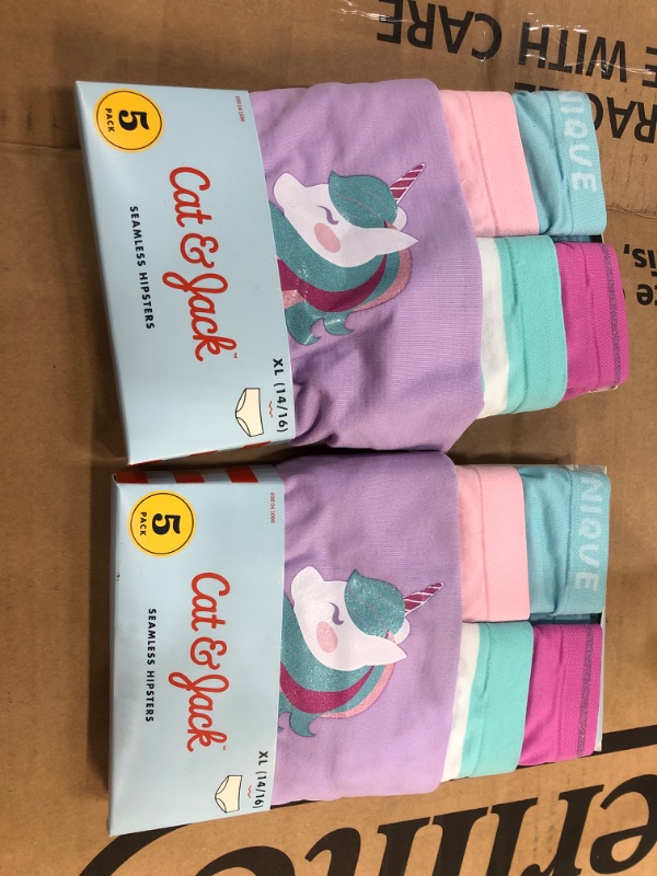 Photo 2 of Girls' 5pk Unicorn Seamless Hipster - Cat & Jack™, XL, pack of 2

