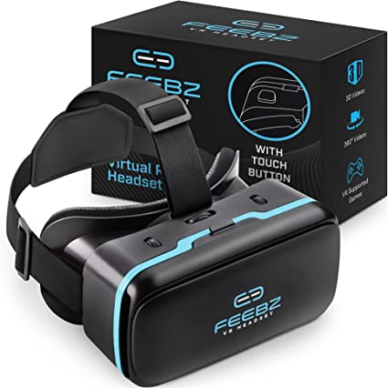 Photo 1 of VR Headset Compatible with iPhone & Android - with Built-in Action Button | Virtual Reality Goggles for 4.7”-6.5” Cell Phone - Best Set Glasses | Gift for Kids and Adults for 3D Gaming and VR Videos