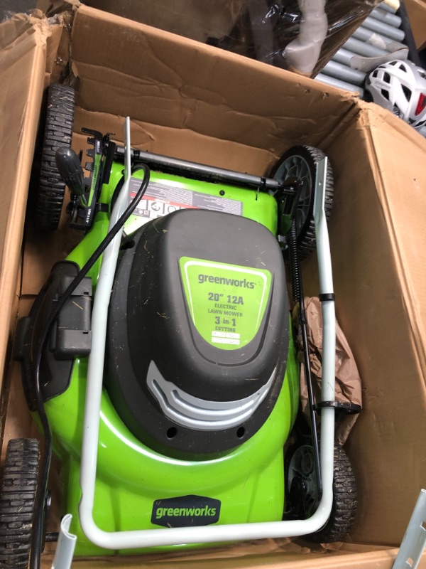 Photo 5 of **USED**
Greenworks 12 Amp 20-Inch 3-in-1Electric Corded Lawn Mower, 25022
