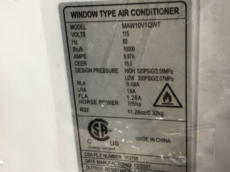 Photo 5 of *dented*
10,000 BTU U-Shaped Inverter Window Air Conditioner WiFi, 9X Quieter, ENERGY STAR Most Efficient Over 35% Savings, White
