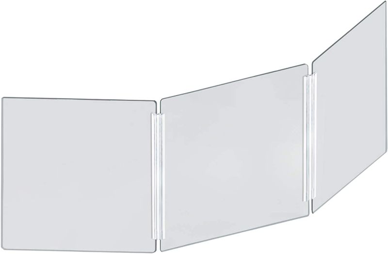 Photo 1 of **MISSING PANEL**
 Azar Displays 176192-100 Medium 60” wide x 20” high Clear Acrylic Tri Fold Protective Shield
