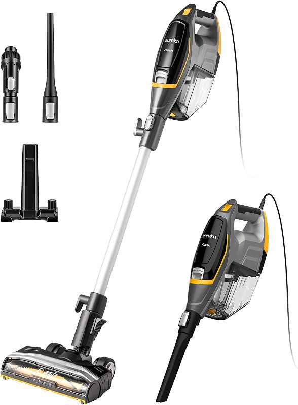 Photo 1 of **used-needs cleaning**
Eureka Flash Lightweight Stick Vacuum Cleaner, 15KPa Powerful Suction, 2 in 1 Corded Handheld Vac for Hard Floor and Carpet, Black
