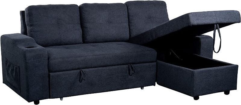 Photo 1 of **box 1-2** incomplete
GAOPAN Modern Polyester Sectional Sofa with Reversible Storage Chaise Lounge,Side Pocket, Cup Holders & Pillows, L-Shaped Corner Sofá W/Pull-Out Sleeper Couch Bed for Living Room Furniture Set, Grey
