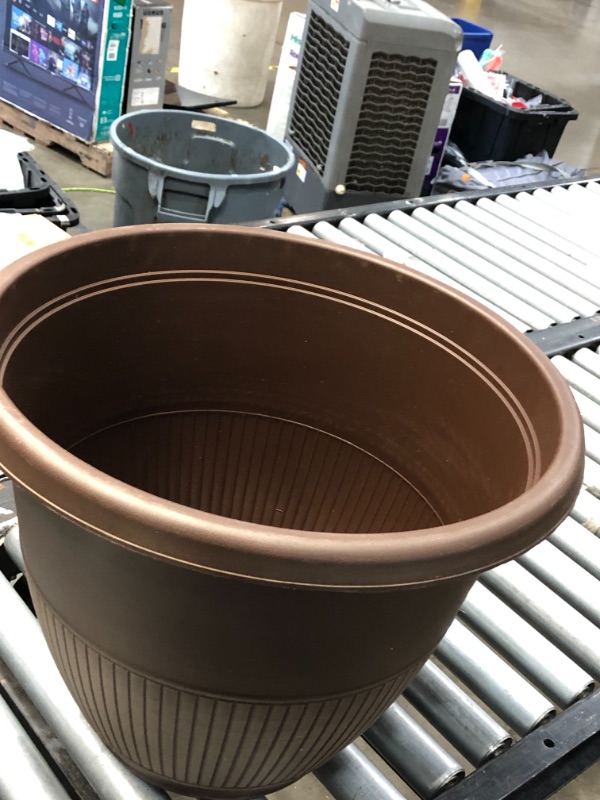 Photo 3 of 20 in. Rene Dark Brush Plastic Planter
