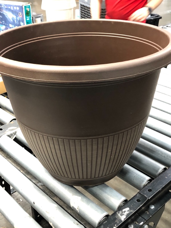 Photo 4 of 20 in. Rene Dark Brush Plastic Planter
