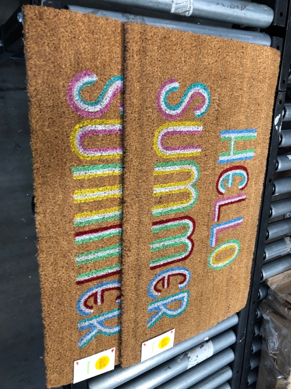 Photo 2 of 1'6x2'6 Hello Summer Doormat Brown - Sun Squad 2 PACK
