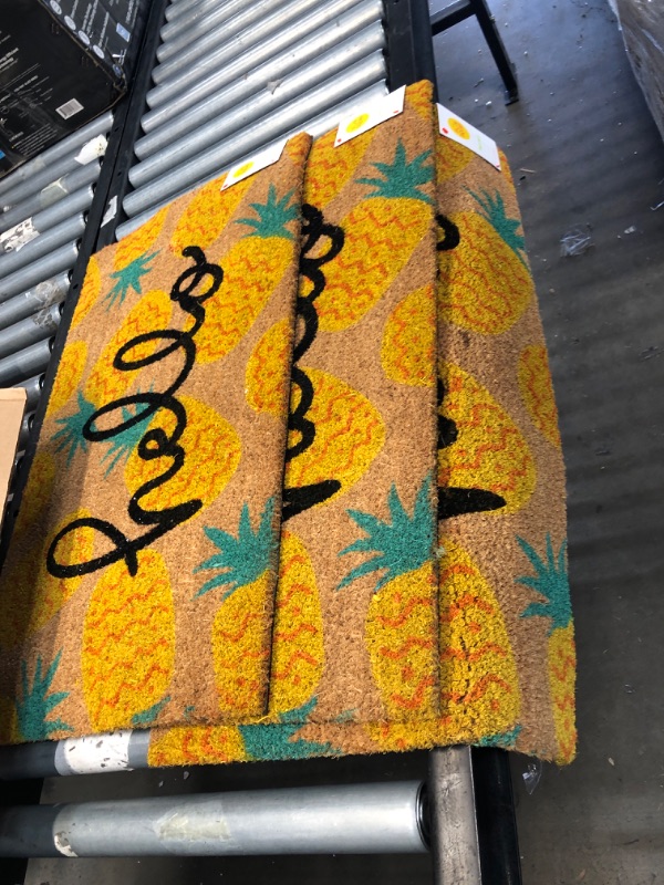 Photo 1 of 1'6"x2'6" Hello Pineapples Doormat Yellow - Sun Squad™ 3 PACK.
