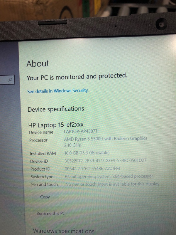 Photo 1 of 2021 HP 15.6" Full HD Laptop, AMD Ryzen 5-5500u Processor, 8GB DDR4 RAM, 256GB SSD, Bluetooth, Wi-Fi, HDMI, Windows 10, Rose Gold, W/ MD Accessories