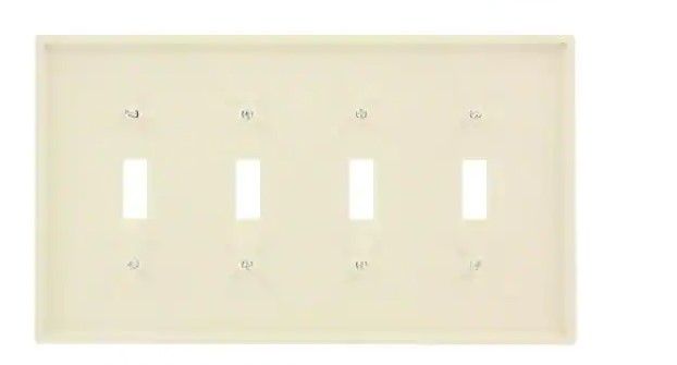 Photo 1 of 4 PACK OF 4-GANG MIDWAY TOGGLE NYLON WALL PLATE, LIGHT ALMOND