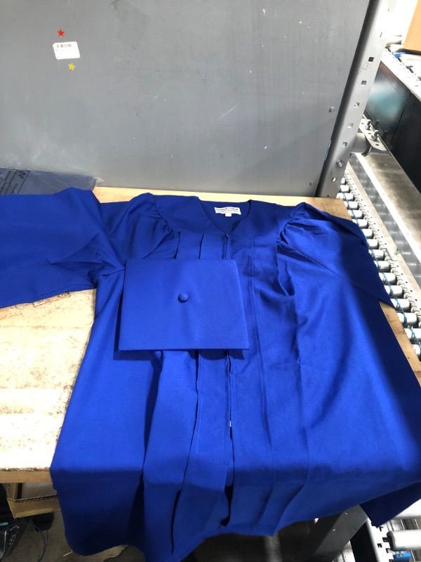 Photo 2 of GRADUATIONMALL MATTE GRADUATION GOWN CAP SET ROYAL BLUE SIZE 42