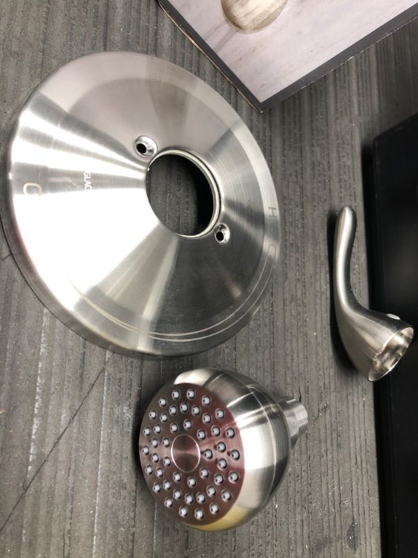 Photo 2 of **PARTS ONLY**SHOWER HEAD AND BASE PLATE AND HANDLE** GLACIER BAY BUILDERS SINGLE-HANDLE 1-SPRAY PRESSURE BALANCE SHOWER FAUCET IN BRUSHED NICKEL (VALVE INCLUDED)