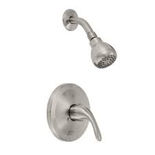 Photo 1 of **PARTS ONLY**SHOWER HEAD AND BASE PLATE AND HANDLE** GLACIER BAY BUILDERS SINGLE-HANDLE 1-SPRAY PRESSURE BALANCE SHOWER FAUCET IN BRUSHED NICKEL (VALVE INCLUDED)