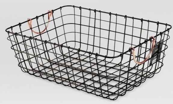 Photo 1 of (MAIN PHOTO USED AS REFERENCE ONLY) Small Wire Decorative Basket with Copper Handle - Threshold™ 2 pack 


