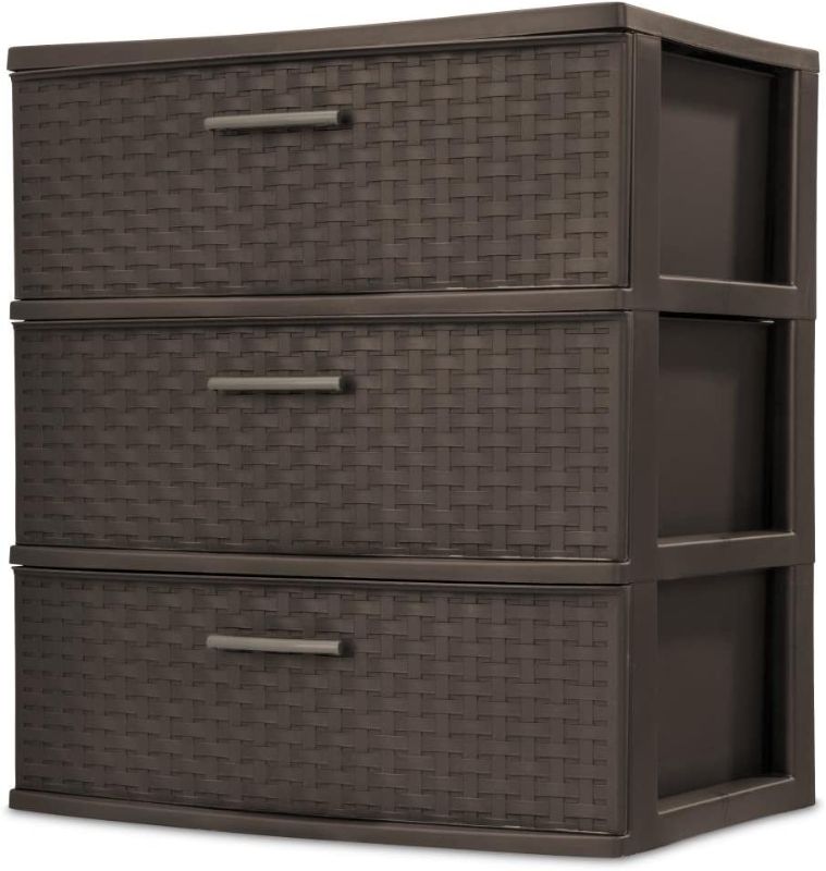 Photo 1 of 3-Drawer Wide Weave Tower, Espresso
